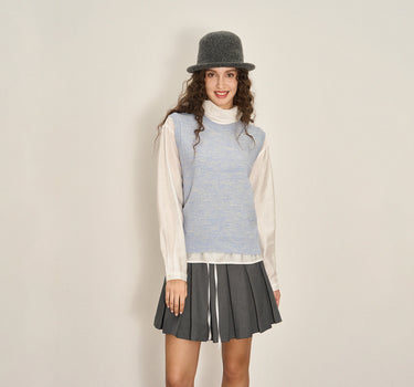 Fringe Detail Round Neck Sleeveless Sweater