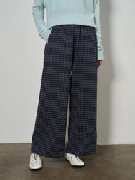 Retro Checkered Casual Pants with Elastic Waist