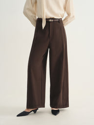 Lyocell Cotton Straight Leg Trousers for Women