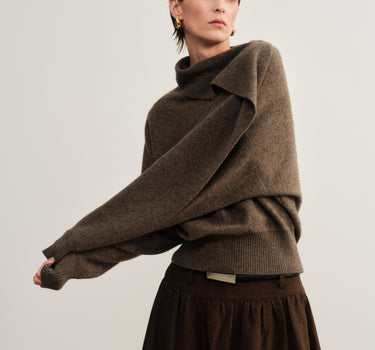 Ribbon-Neck Yak Down Sweater