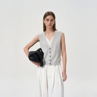 Relaxed, Cropped Faux Two-Piece Top with Sleek Design