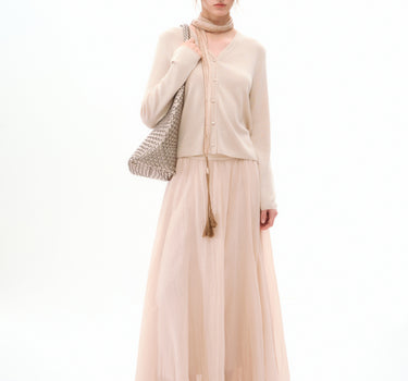 High-Waisted Flowing Pleated Midi Skirt