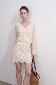 Romantic Textured Lace Skirt for Women