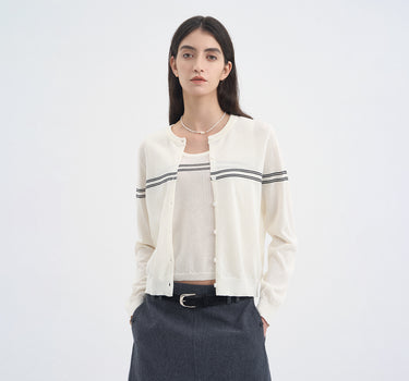 Preppy Relaxed Knit Cardigan Two-Piece Set