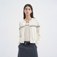 Preppy Relaxed Knit Cardigan Two-Piece Set