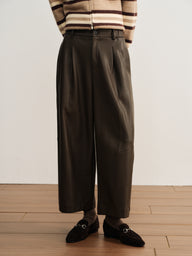 Matte Faux Leather Cropped Pants