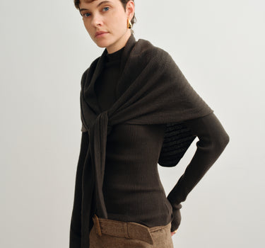 Herringbone Ribbed Knit Base and Shawl Set