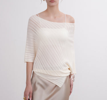 Elegant Off-the-Shoulder Ice Silk Knit Top