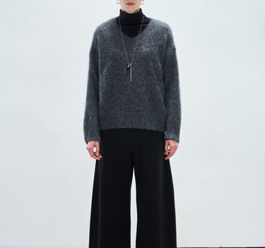 Cozy Brushed Wool V-Neck Pullover