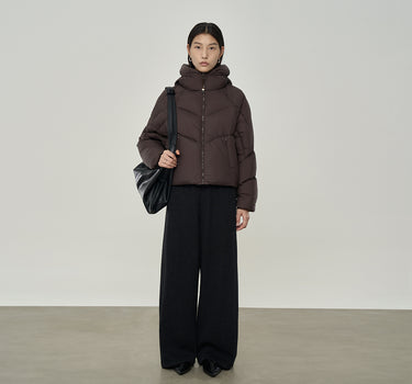 Relaxed Fit Hooded Bread-Style Down Coat