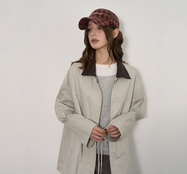 Leather Collar Patchwork Jacket: Vintage Style Meets Modern Comfort