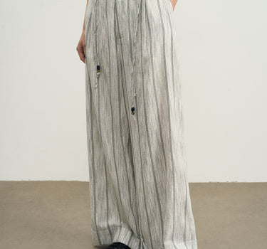 Linen Striped Wide-Leg Pants for Effortless Style