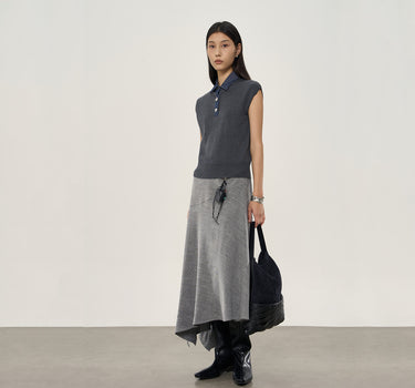 High-Waist Asymmetric A-Line Skirt