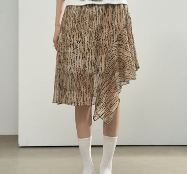 Leopard-Print Asymmetrical Chiffon Skirt