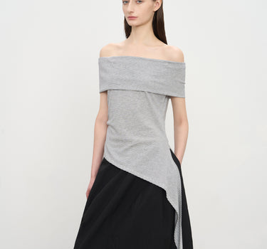 Off-Shoulder Striped Color-Block Top