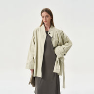 Minimalist Short Trench with Asymmetrical Buttons