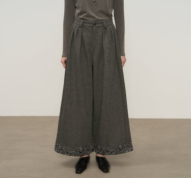 Chic Turned-Up Hem Wool-Blend Pants