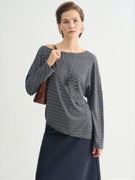 Women's Loose Fit Striped Knit Top