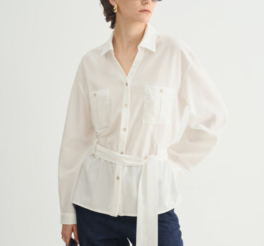 Tie Waist White Shirt for Women