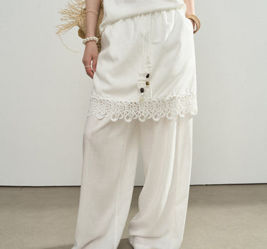 Lightweight Lyocell Lace Trim Skirt Pants Set