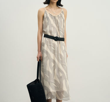 Fine Ripple Print Strapless Maxi Dress