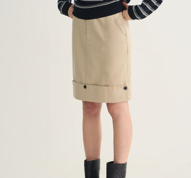 Structured Cotton Blend A-Line Skirt
