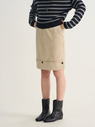 Structured Cotton Blend A-Line Skirt