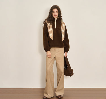 Stand Collar Snap-Button Sweatshirt