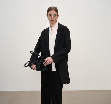 Classic Wool Blend Tailored Suit with Oversized Shoulders