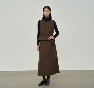 Quilted Sleeveless Waist Defining Top and Skirt