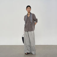 Silk Scarf Shirt Set with Elegant Removable Scarf