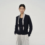 Timeless Wool-Blend Pointed Collar Cardigan