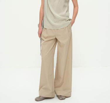 Perfect for Spring: Silk Cotton Wide-Leg Pants with Pleat Detail