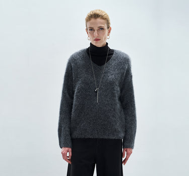 Cozy Brushed Wool V-Neck Pullover