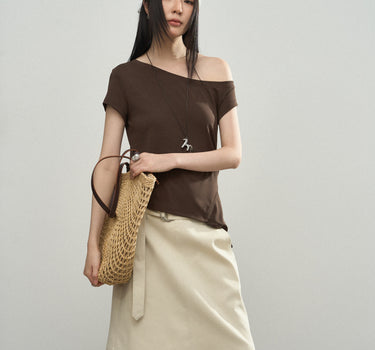 High-Waisted Tailored A-Line Skirt