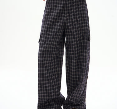 Women’s Vintage Checkered Wide-Leg Pants