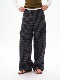 Women’s Vintage Checkered Wide-Leg Pants