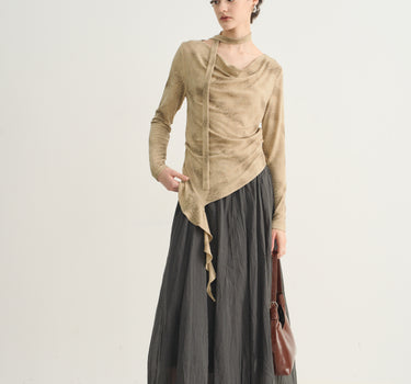 Textured Ombré Hem Long Sleeve T Shirt
