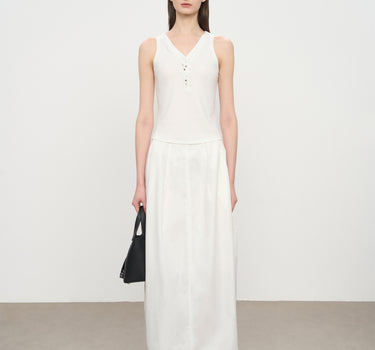 Soft Stretch V-Neck Color-Blocked Ribbed Tank Top