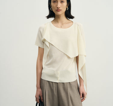 Short-Sleeve Wrap-Style Top