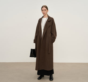 Luxury Wool and Silk Tie-Waist Coat