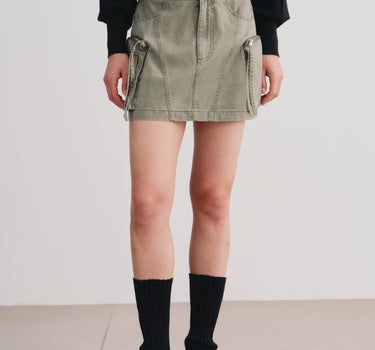 Washed Cotton Workwear Skirt