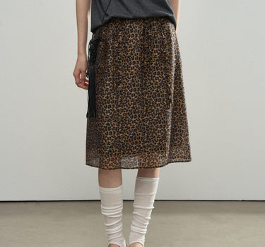 Leopard Print Lace A-Line Skirt