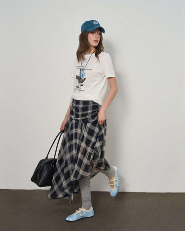 Sweet-Edgy Asymmetric Plaid Skirt for Everyday Style