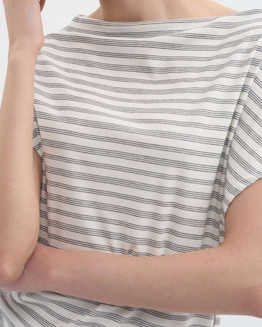 Striped Off-Shoulder Short Sleeve Top