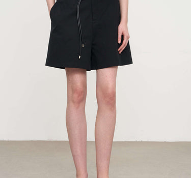 Black A-Line Cropped Cotton Pants