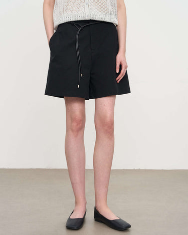 Black A-Line Cropped Cotton Pants