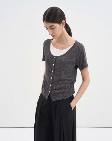 Elegant Faux Two-Piece Layered Knit Top