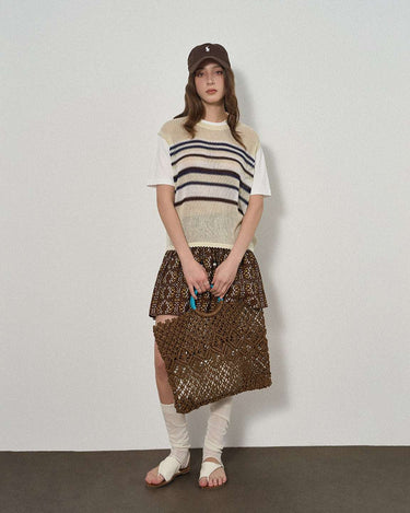 Patchwork Knit with Vintage Stripe Design