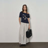 Unique Off-Shoulder Short Sleeve Top with Horse Embroidery